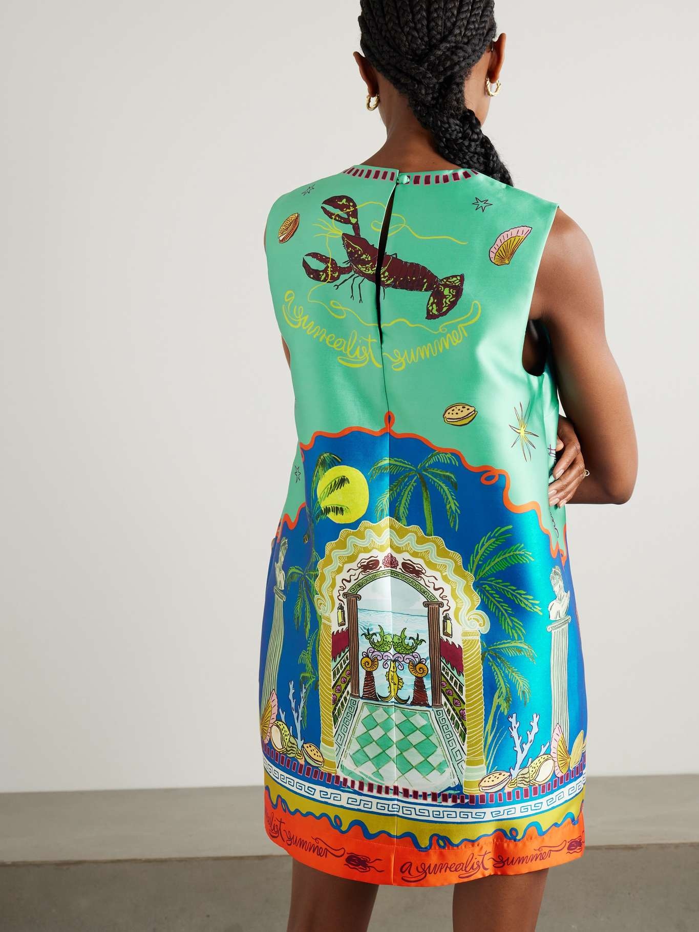 + Sam Pauletto Surrealist Summer printed satin-twill mini dress Blue - 3