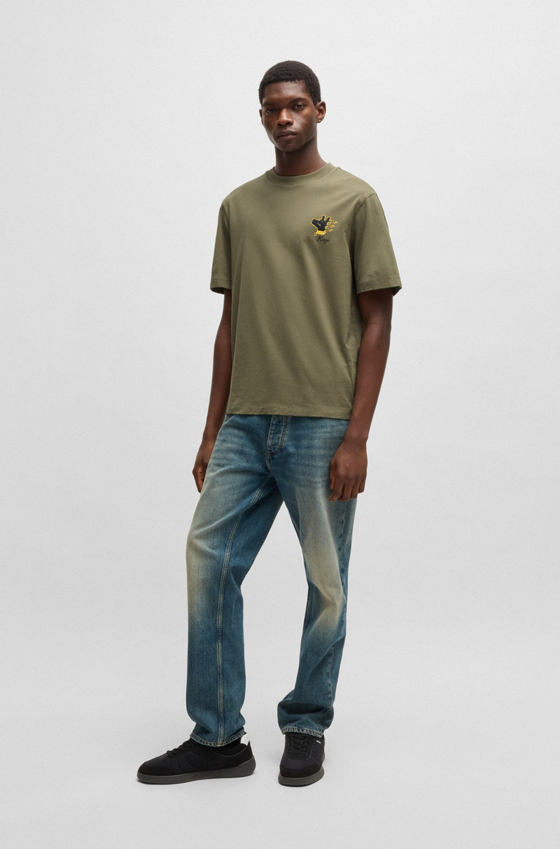 HUGO COTTON-JERSEY T-SHIRT WITH GRAPHIC PRINTS outlook