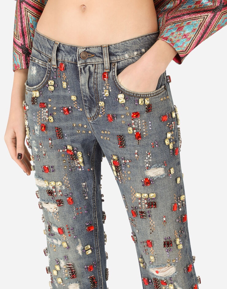 Boyfriend jeans with stone embellishment - 4