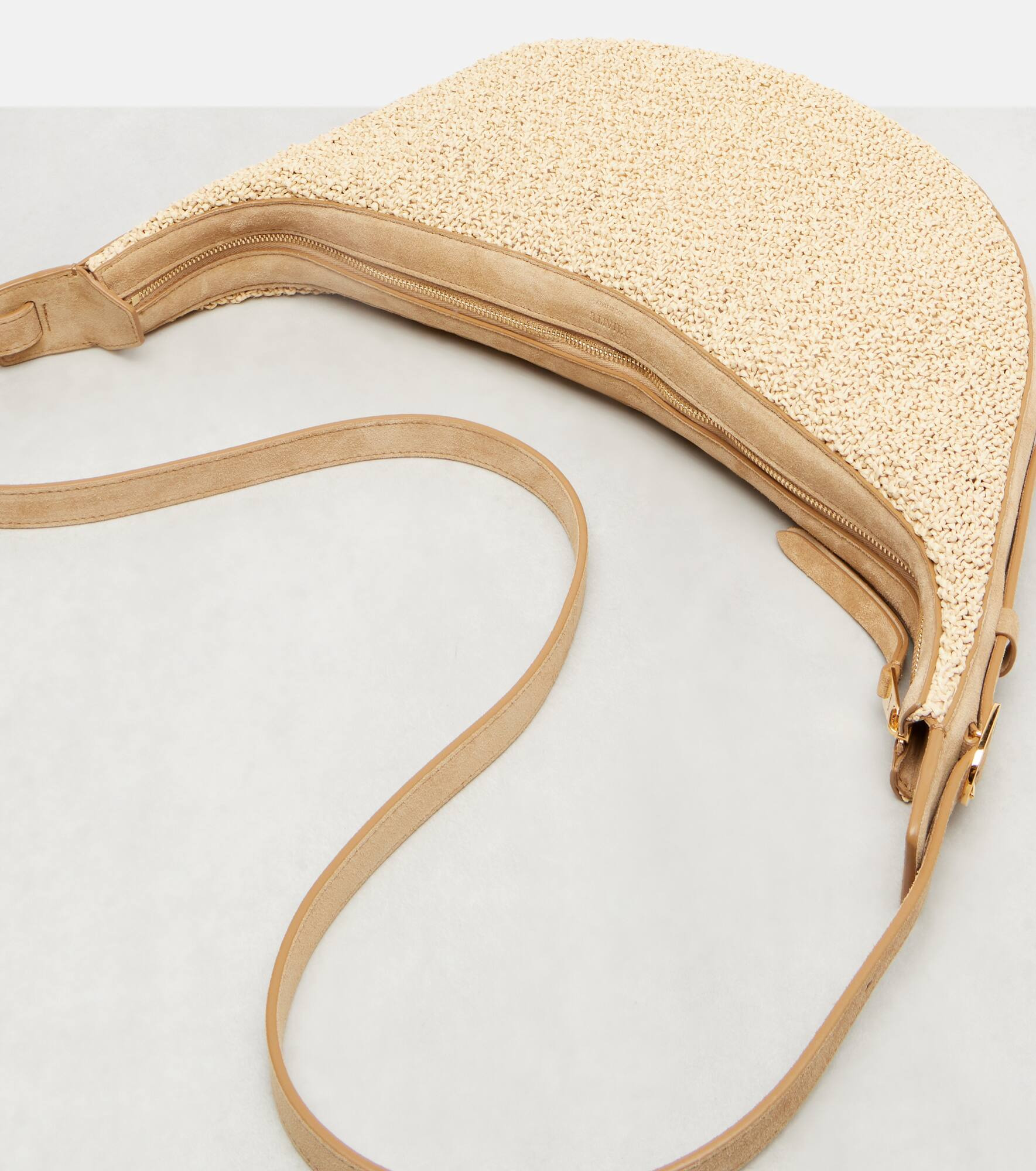 Augustina Small raffia and suede crossbody bag - 6