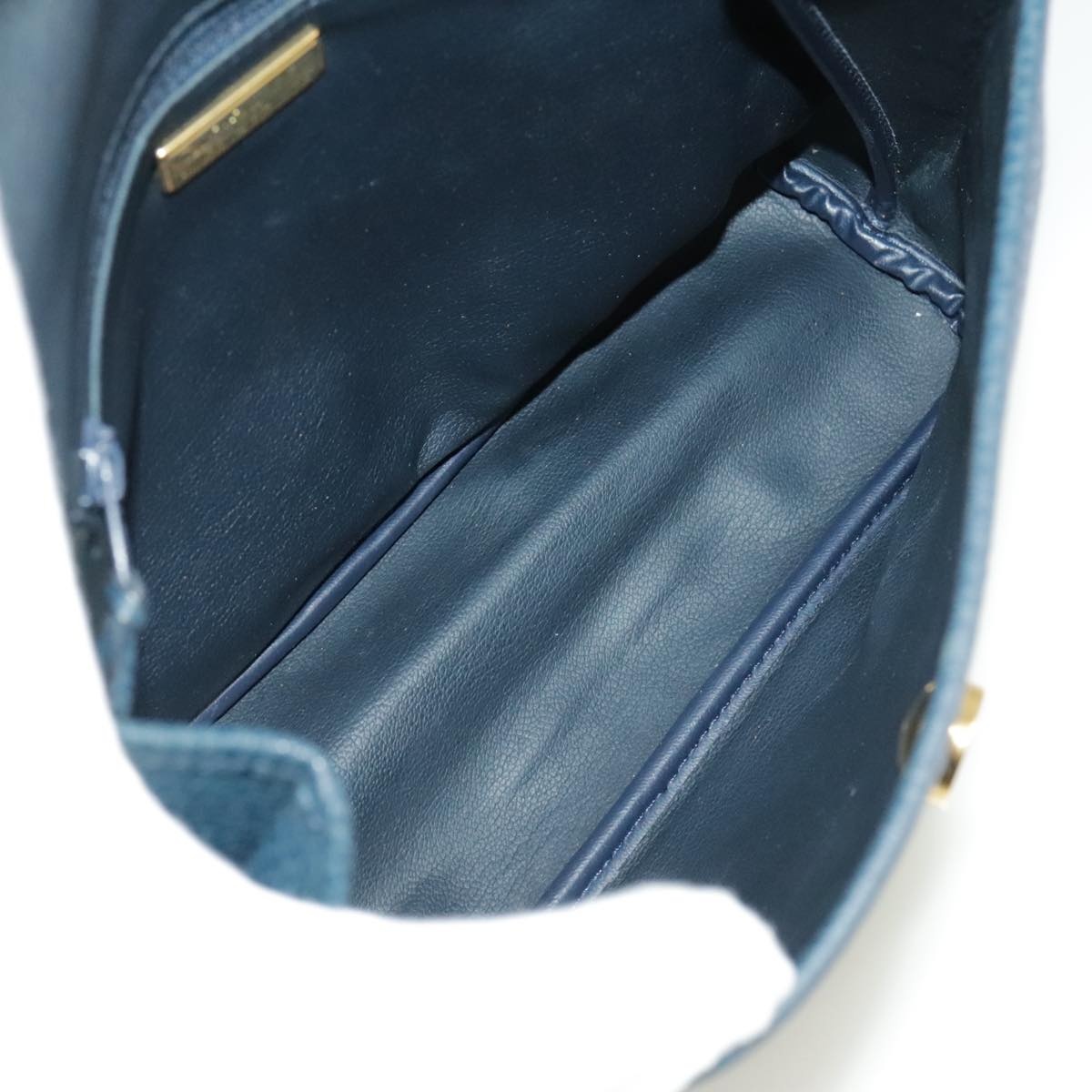DIOR Hand Bag Leather Navy Gold - 11