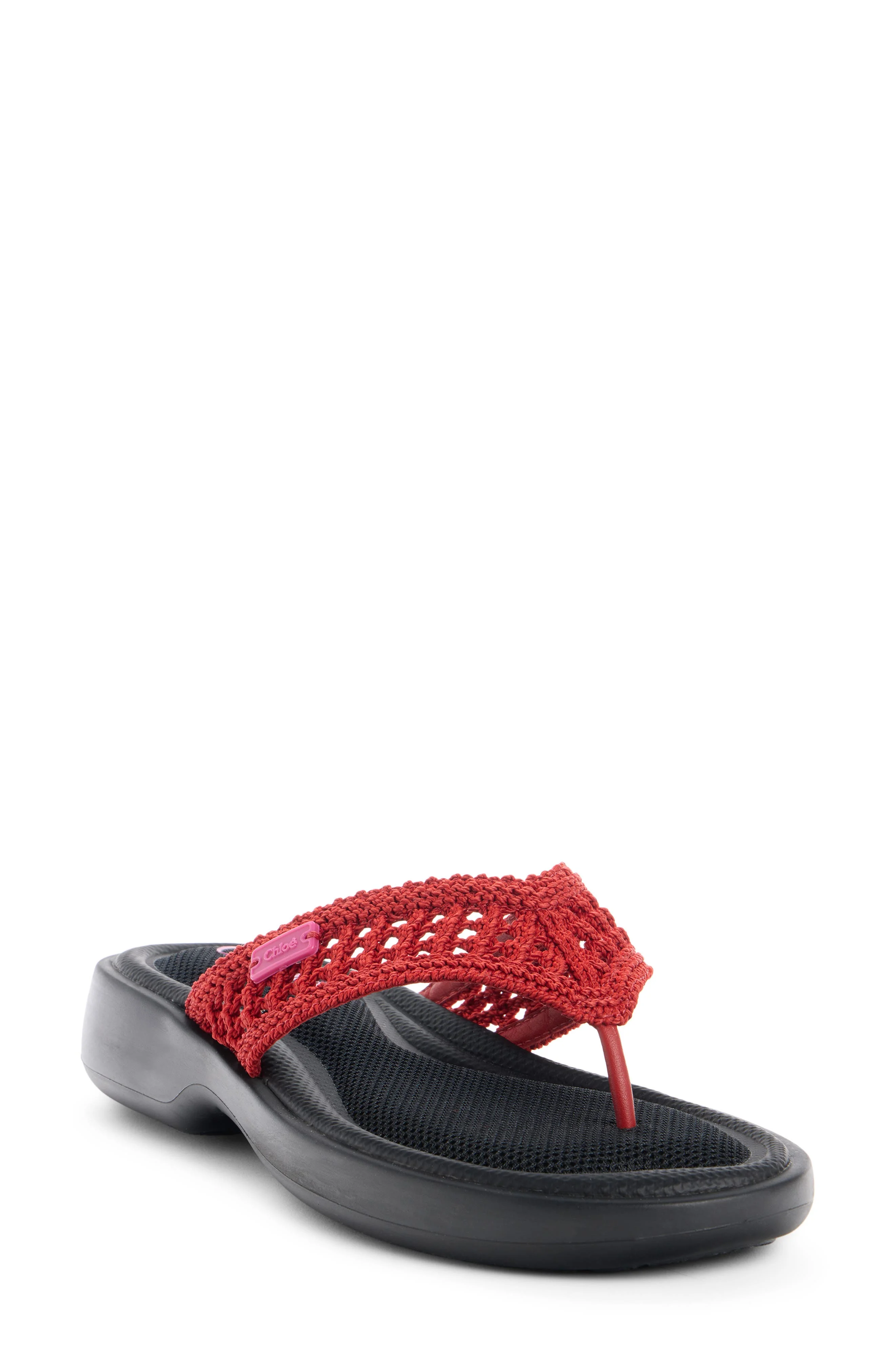 Chloé La Poolette Sandal in Black/Red at Nordstrom - 1