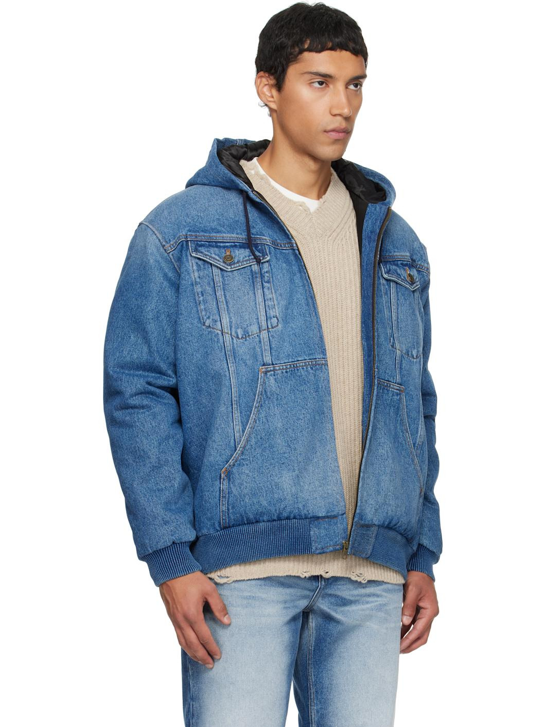 Blue Hooded Denim Jacket - 2