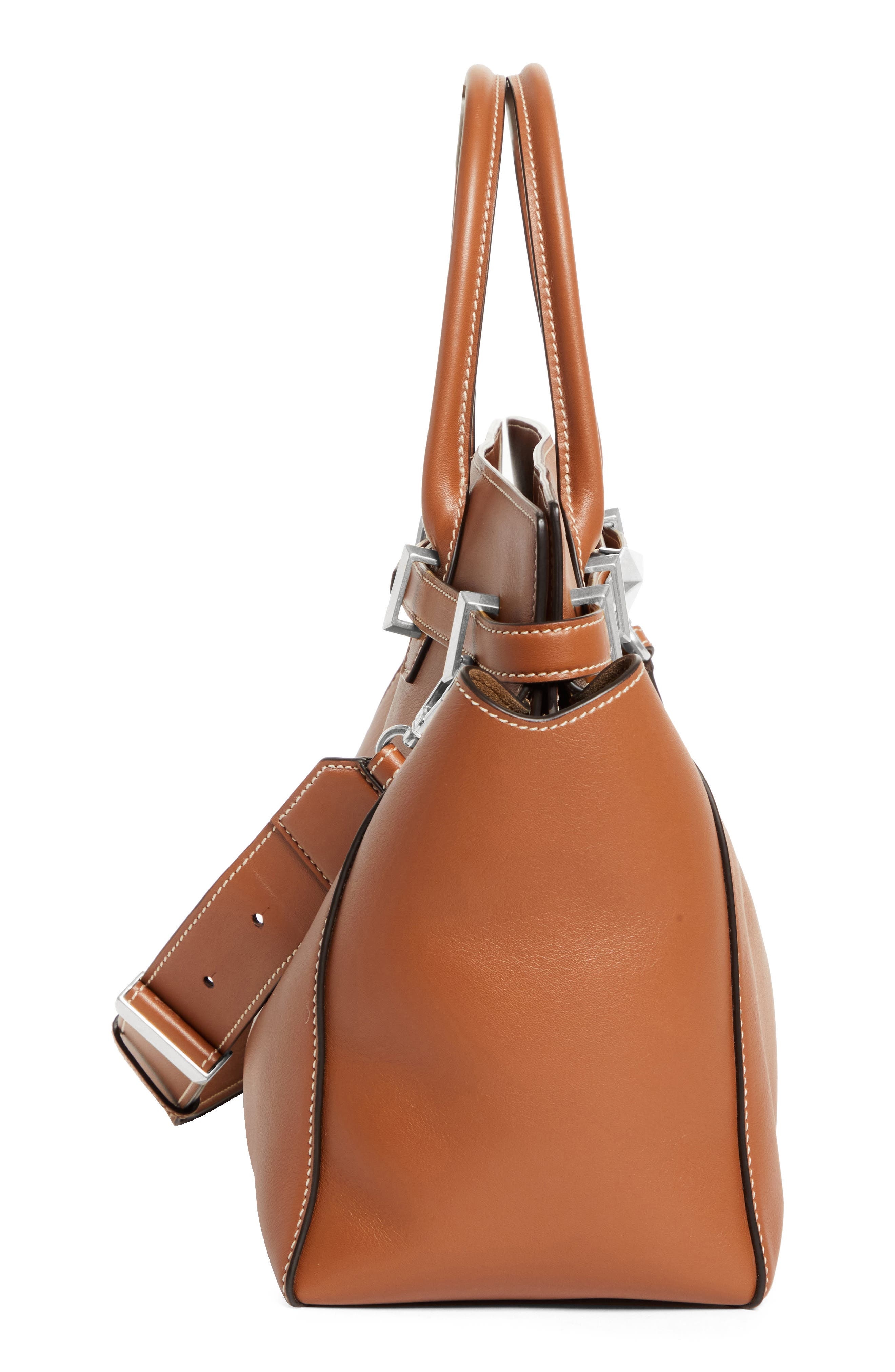 Jimmy Choo Medium Diamond Leather Belted Tote in Tan/Ecru/Gold at Nordstrom - 6