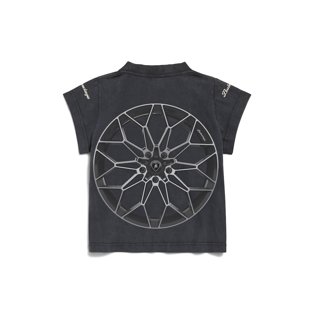 Women's Balenciaga I Automobili Lamborghini Shrunk T-shirt in Black Faded - 6
