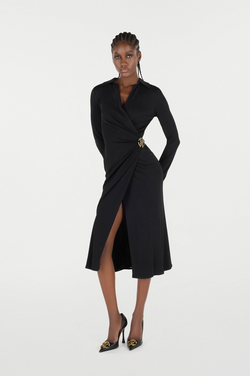 Roberto Cavalli Midi Dress With Mirror Snake Monogram outlook