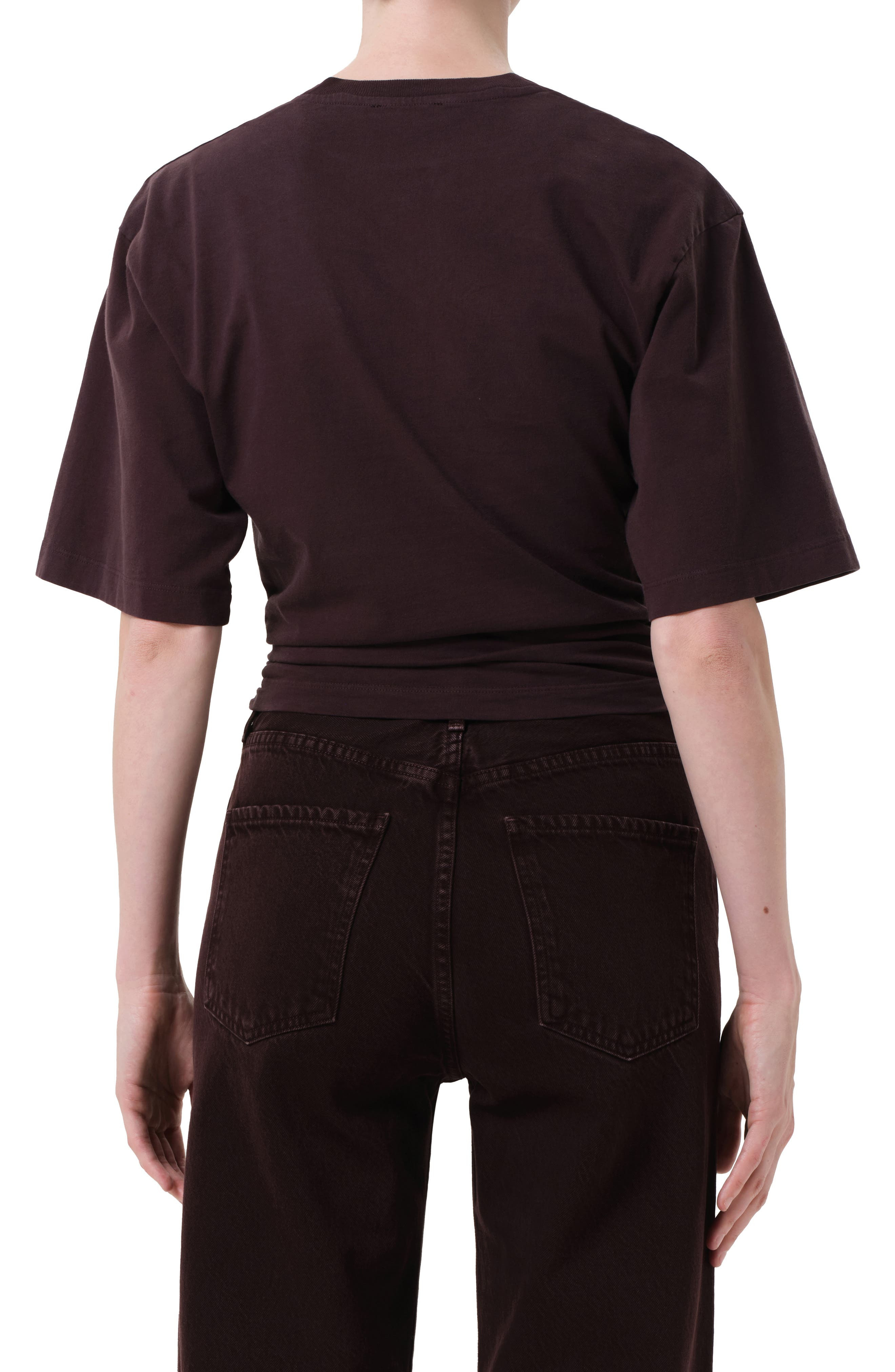 AGOLDE Shari Cotton T-Shirt in Root Dark Brown Burgundy at Nordstrom - 2
