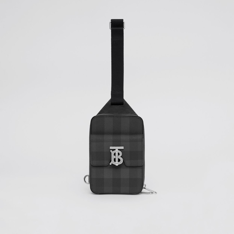 Monogram Motif Check and Leather Crossbody Bag 1