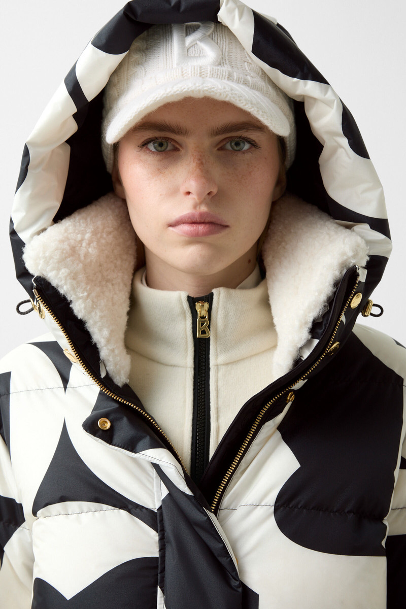Maja down ski jacket in Black/Off-White 9