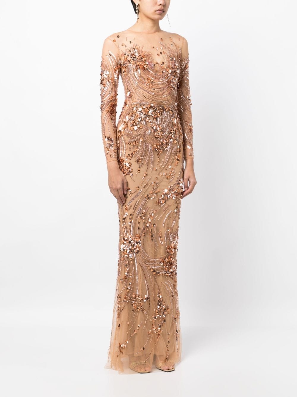 sequin-embellished maxi gown dress - 3