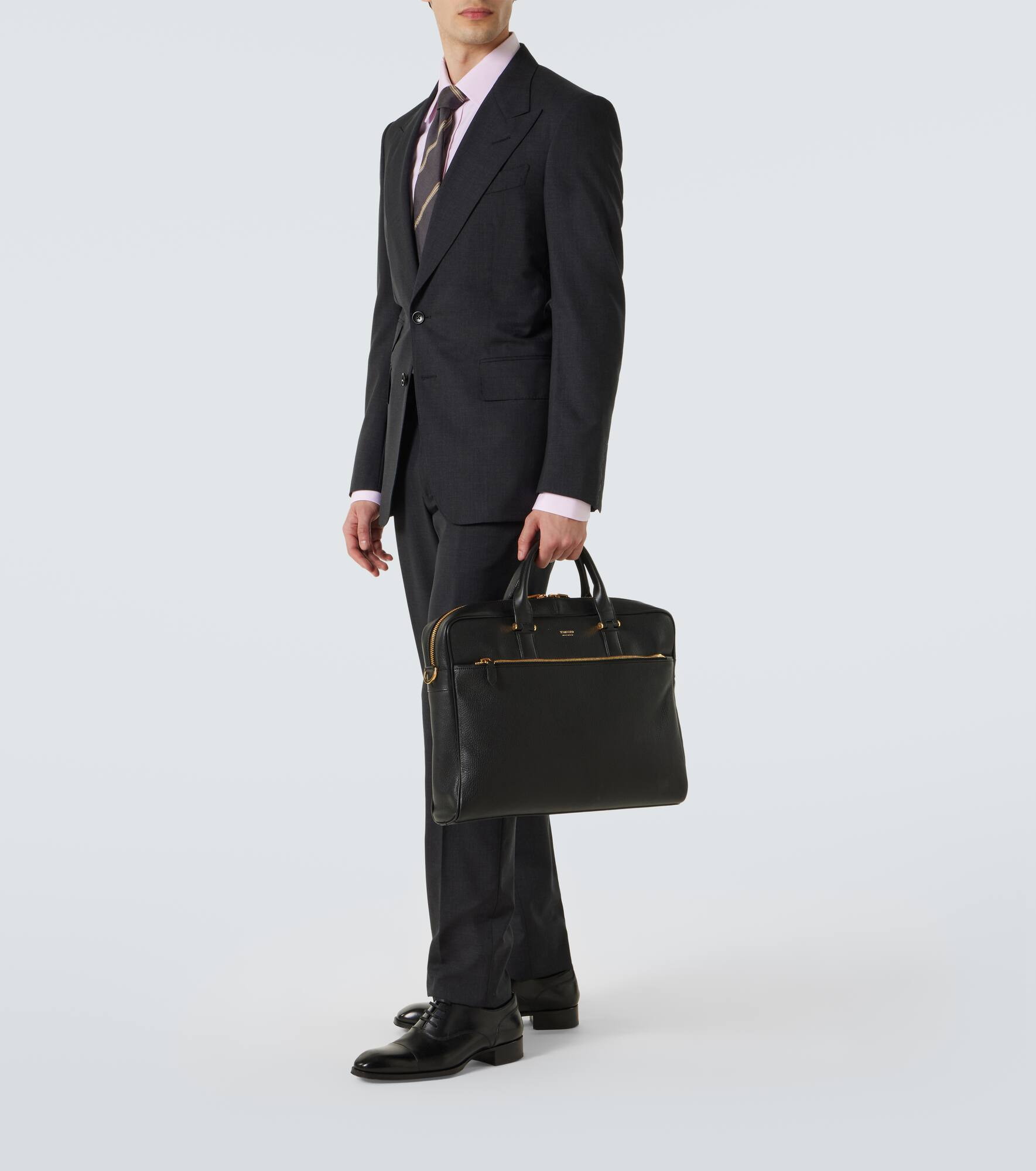 Grained leather briefcase - 7