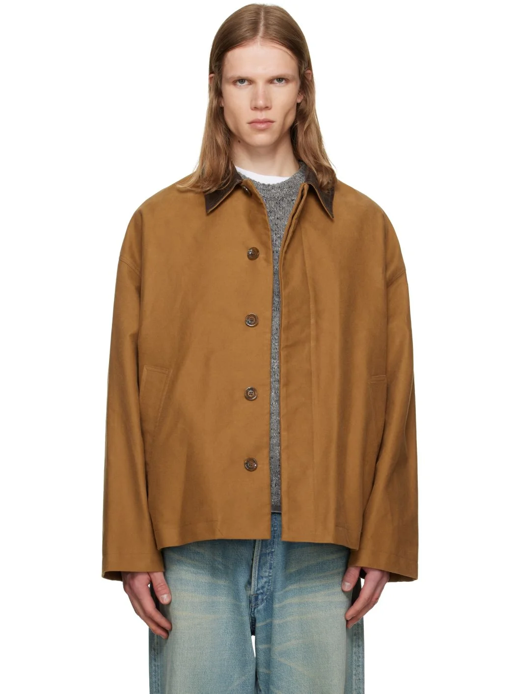 Beige Button Up 'Suede Moleskin' Coach Jacket - 1