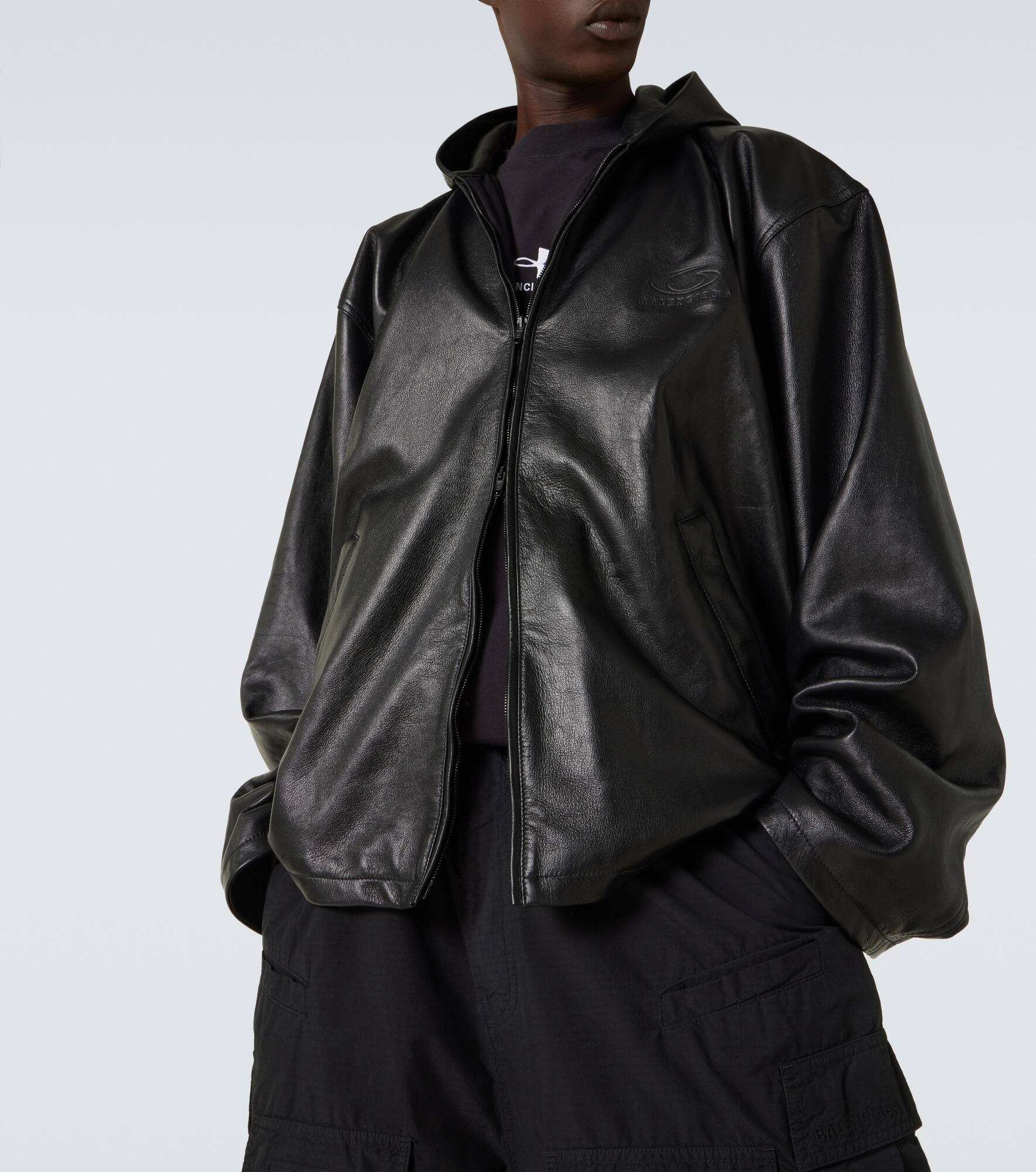 Hooded leather blouson - 5