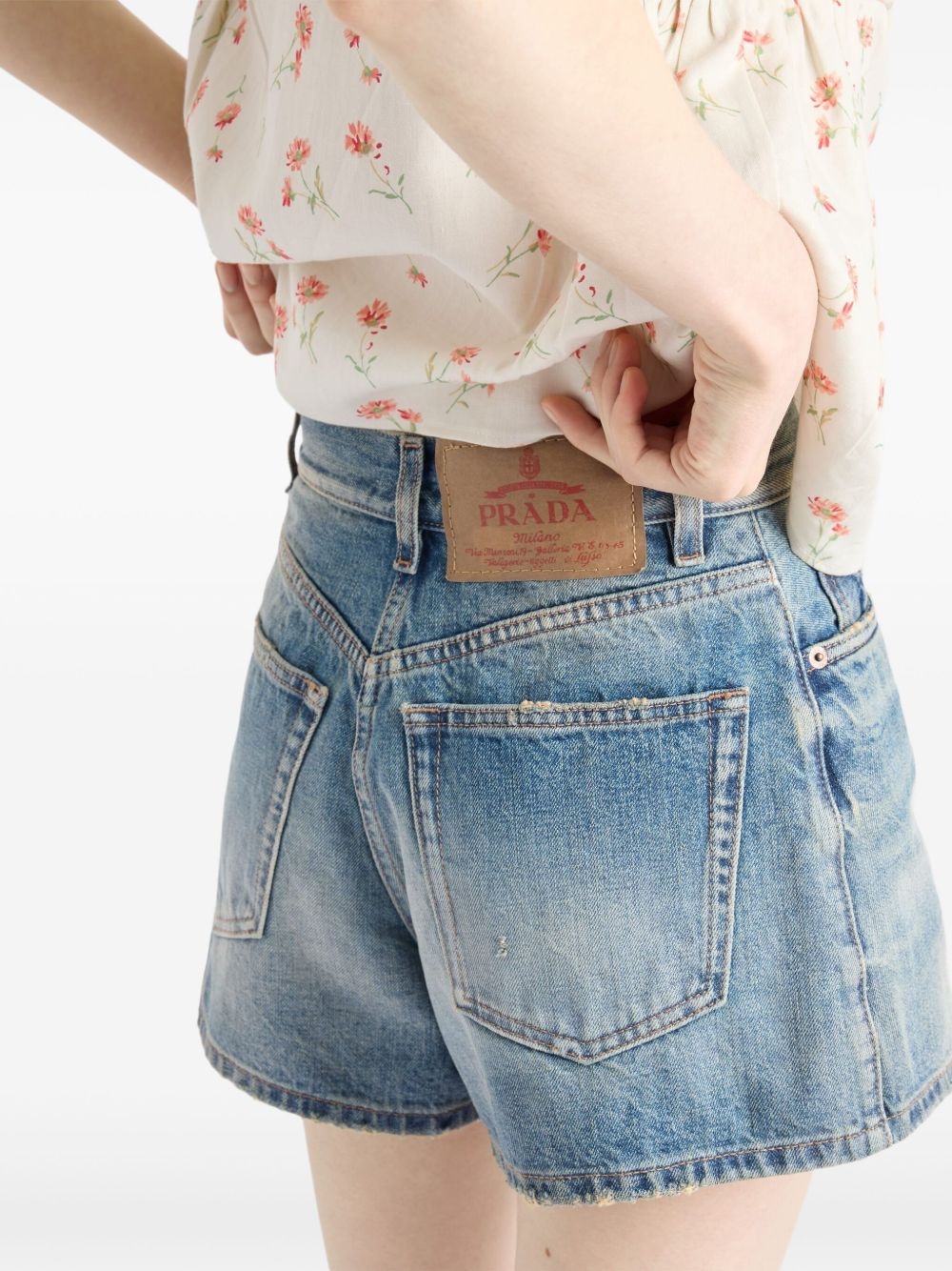 cotton denim shorts - 5