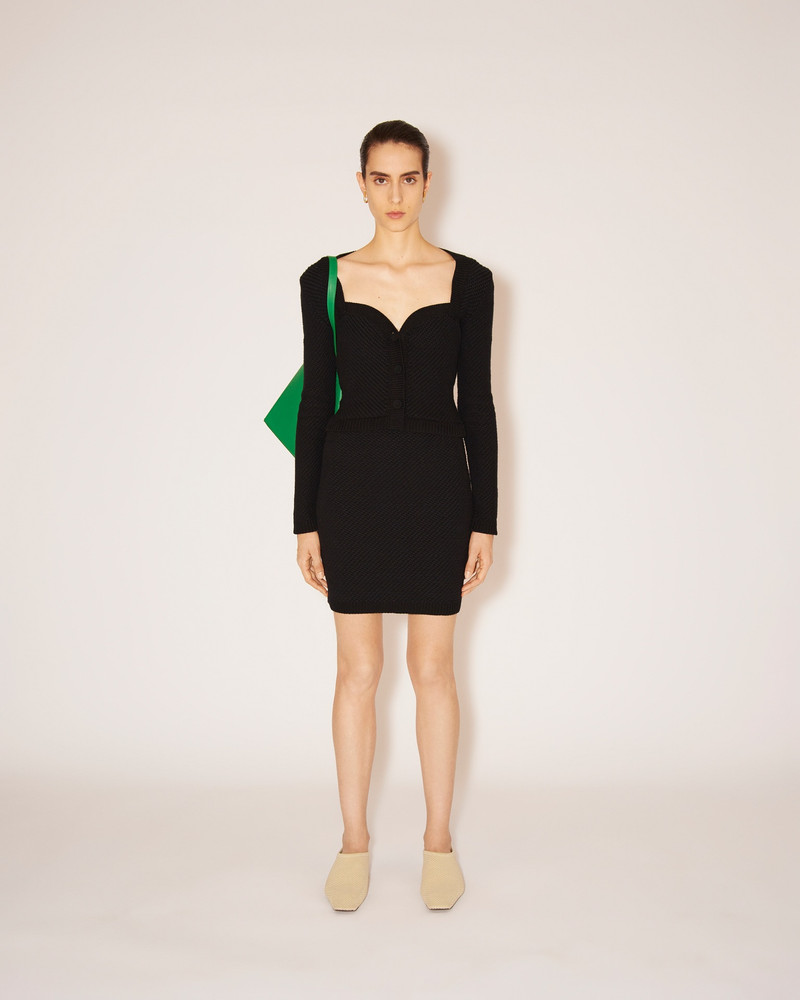 Nanushka KAYA - Cotton-tweed textured sweetheart neck jacket - Black outlook