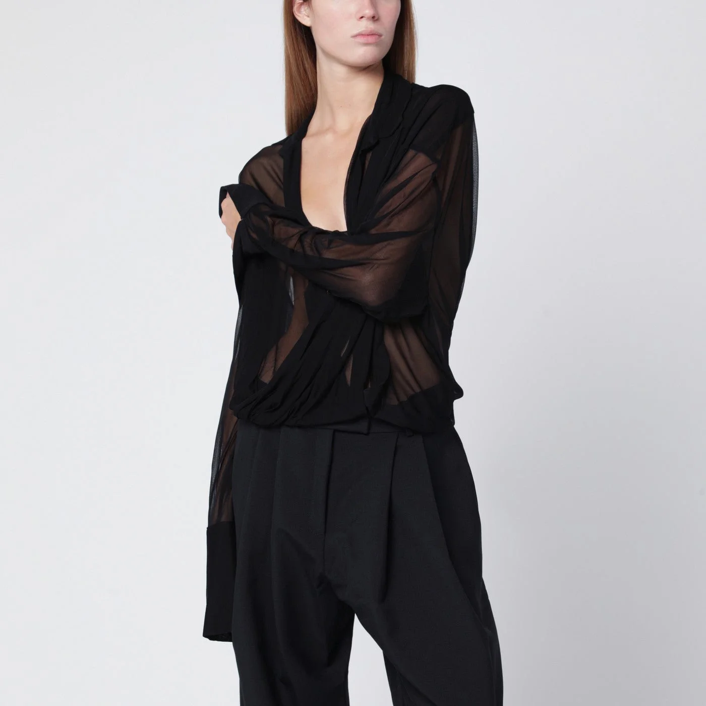Francesco Murano Semi-Transparent Black Blouse Women - 1