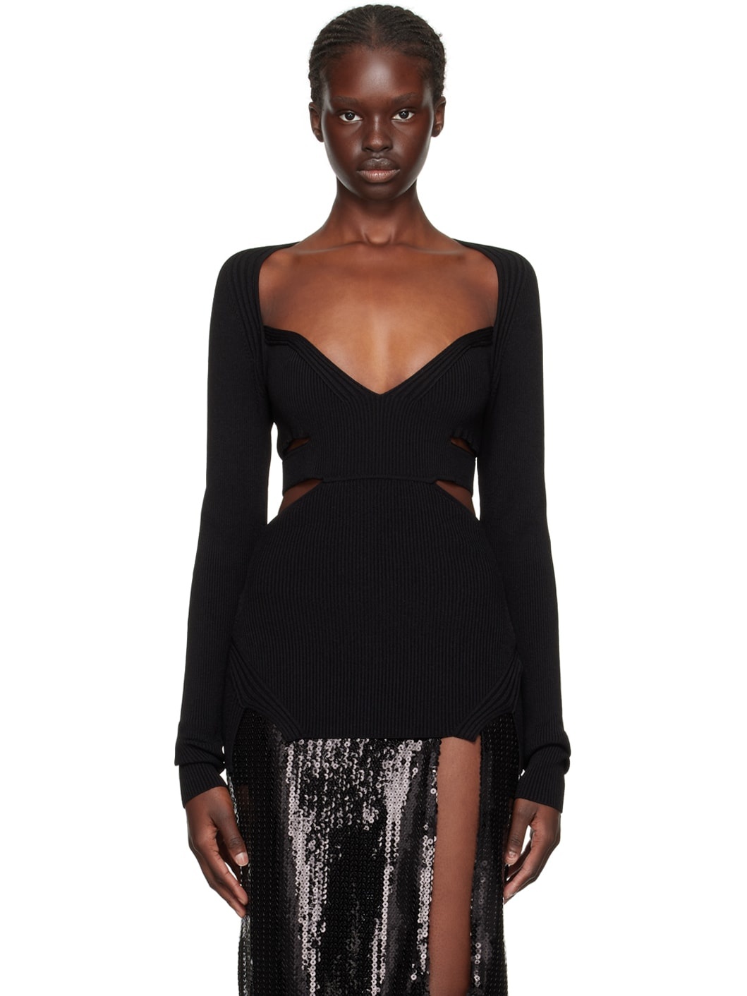 Black Cutout Sweater - 1