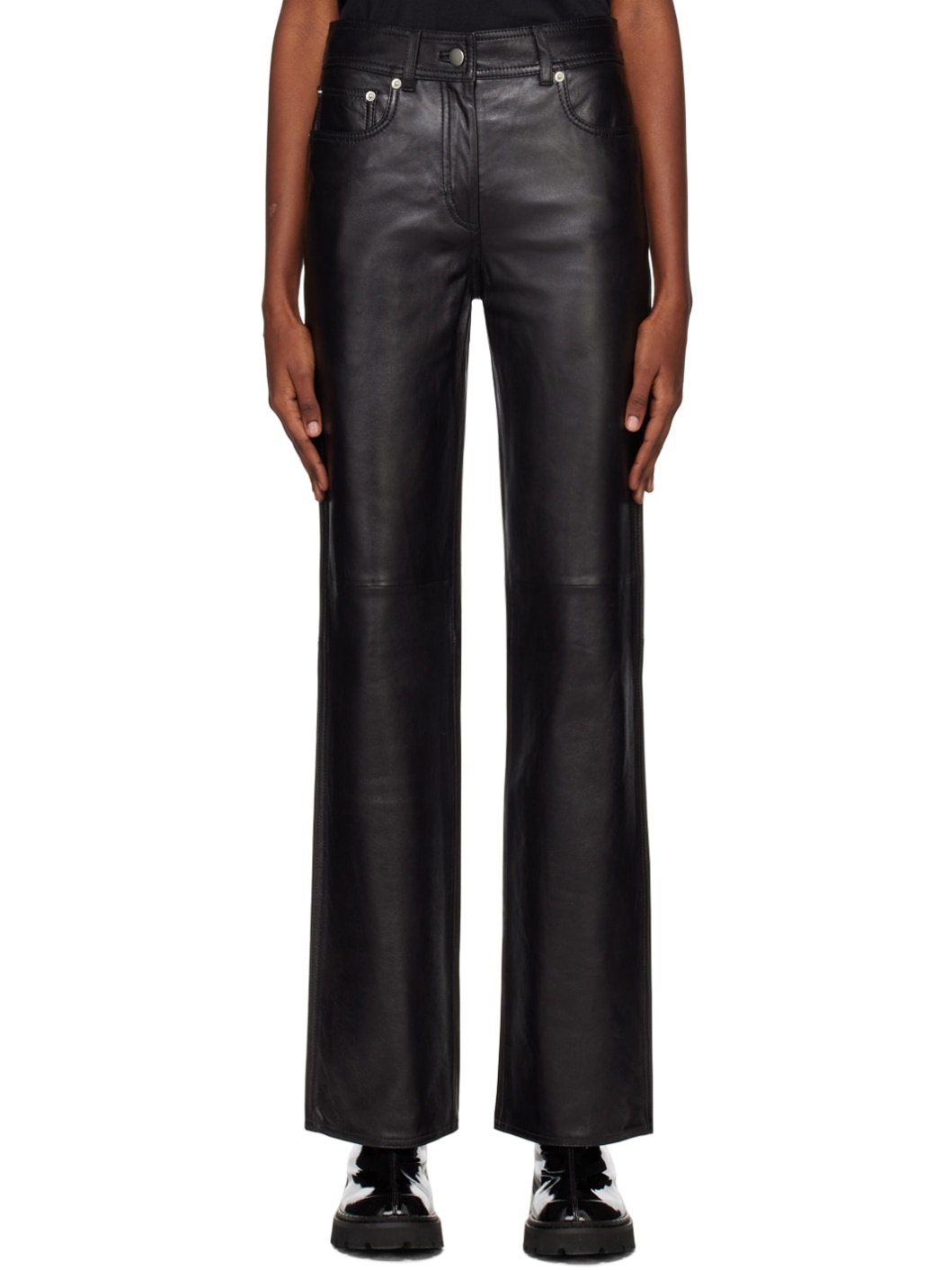 Black Sandy Leather Trousers - 1