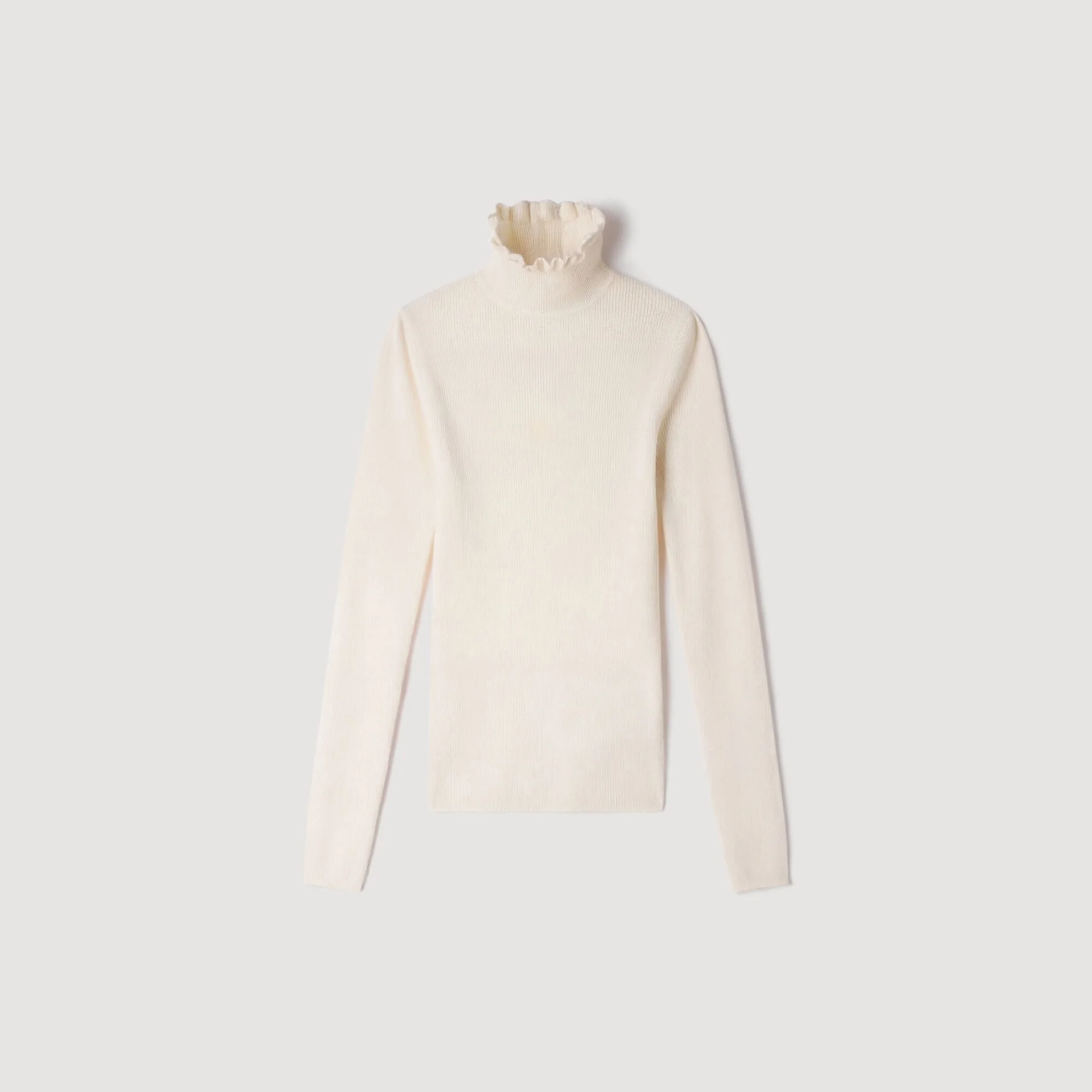 RUFFLED TURTLENECK WOOL SWEATER - 1