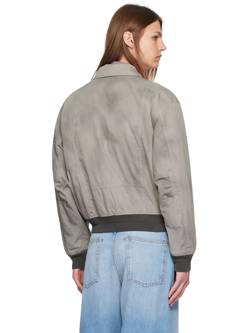 Gray Faded Bomber Jacket - 3