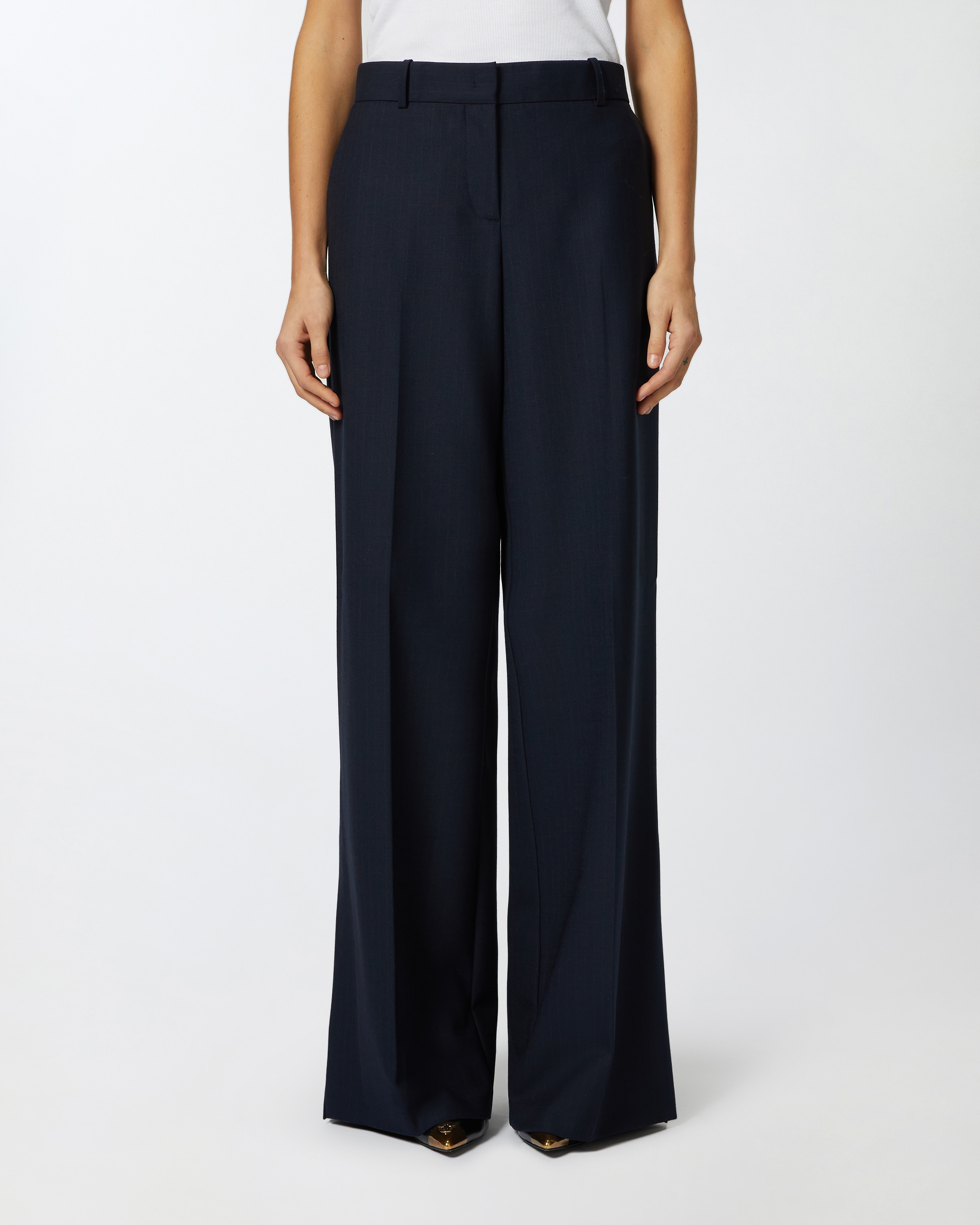 WIDE-LEG TROUSERS IN PINSTRIPED FABRIC - 3