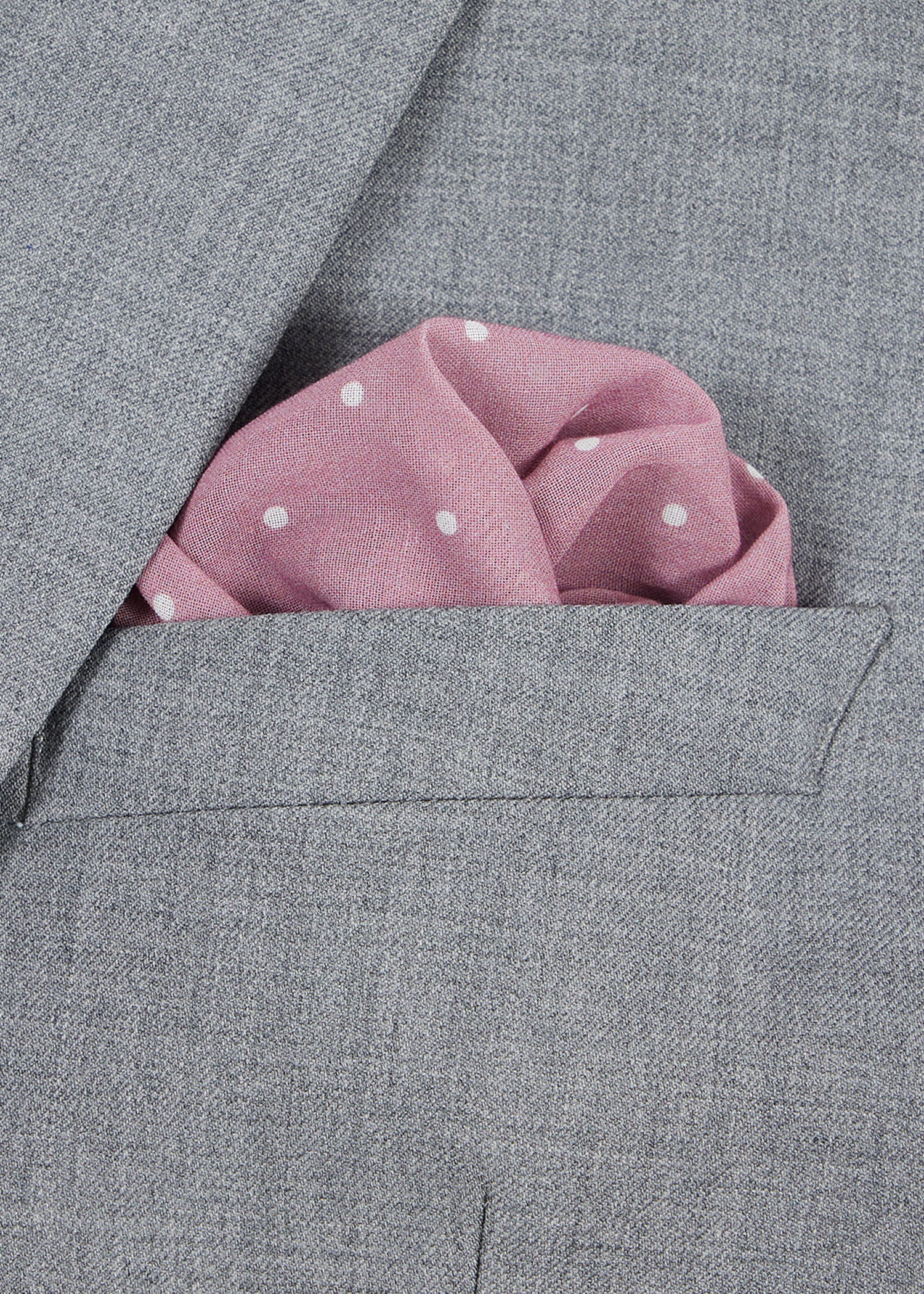 Pink Polka Dot Cotton Pocket Square - 4