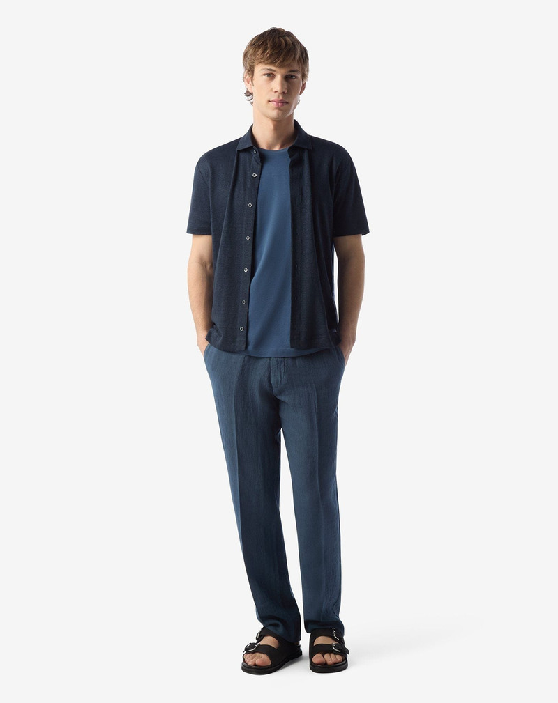 CORNELIANI Blue pure linen trousers outlook