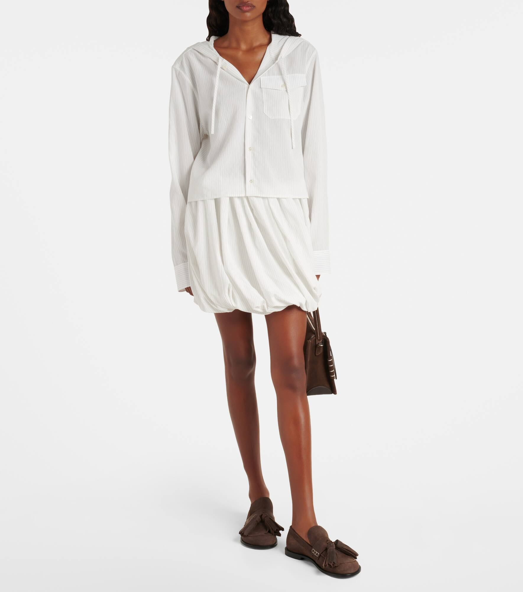 Gathered pinstripe balloon miniskirt - 5