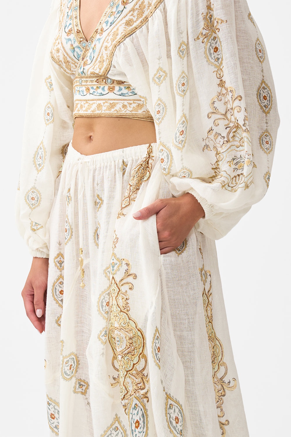 PANELLED HAREM PANT WITH TIE WAIST - 5