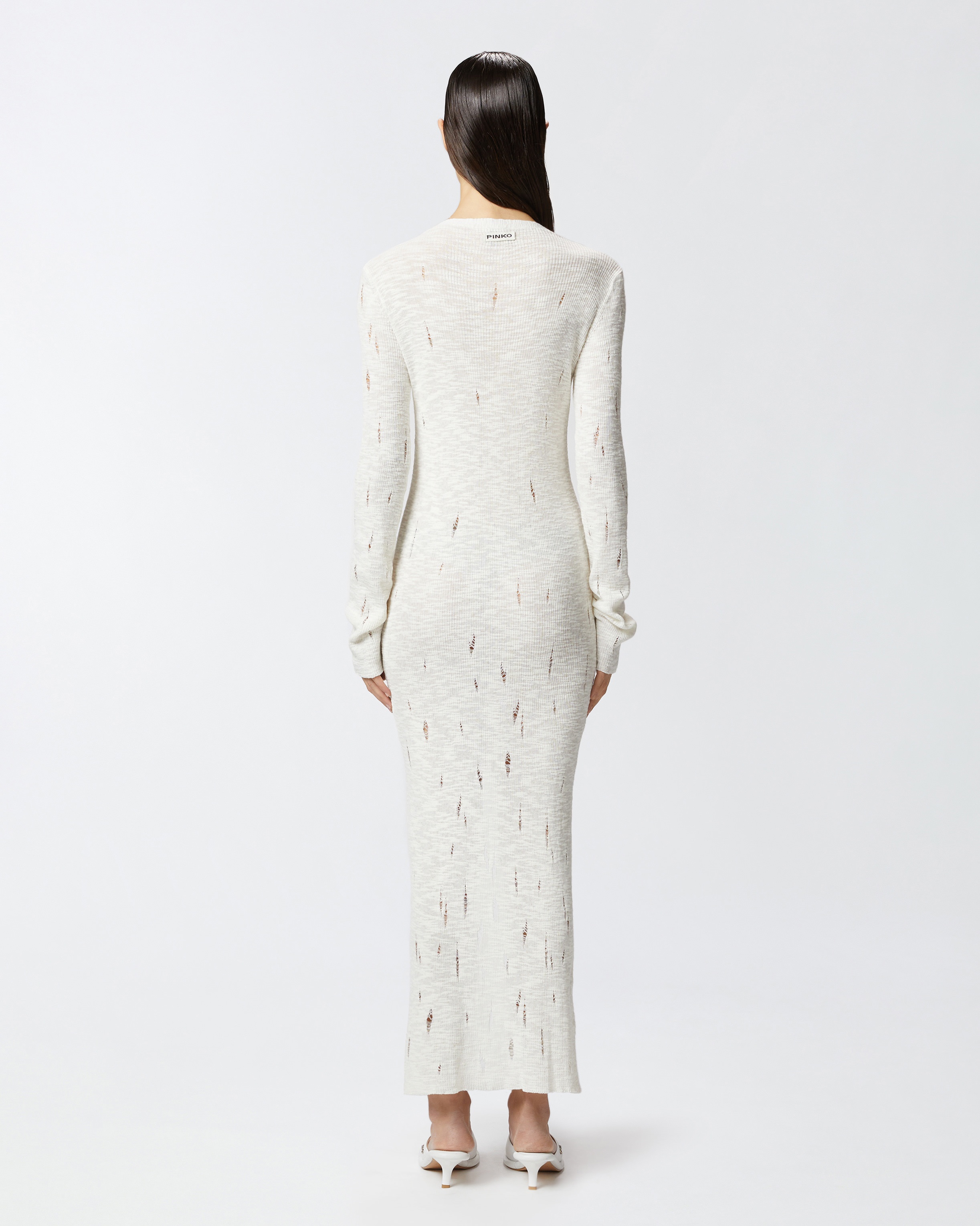 LONG CARDIGAN DRESS IN LIGHT KNIT WITH TEARS - 4