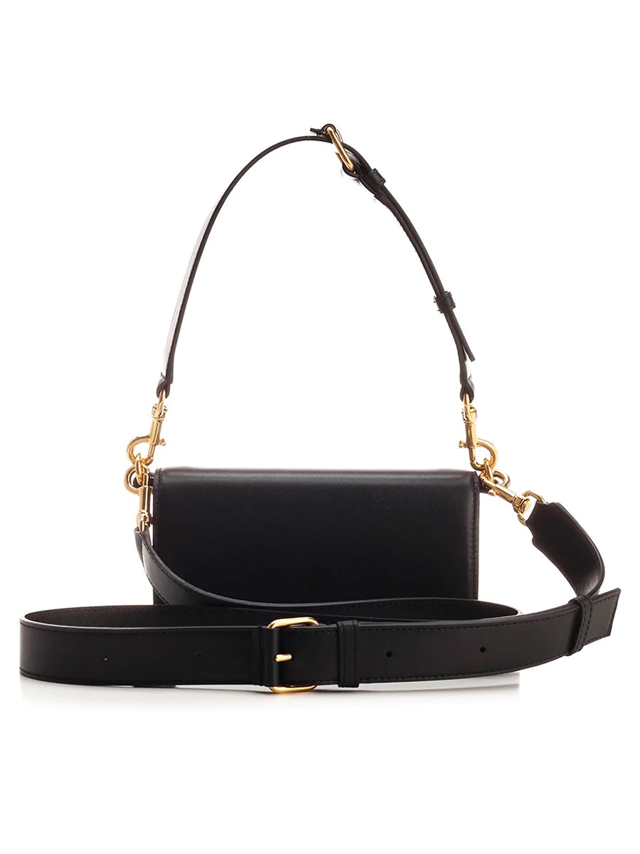 VLogo Signature Foldover Top Shoulder Bag in Black - 3