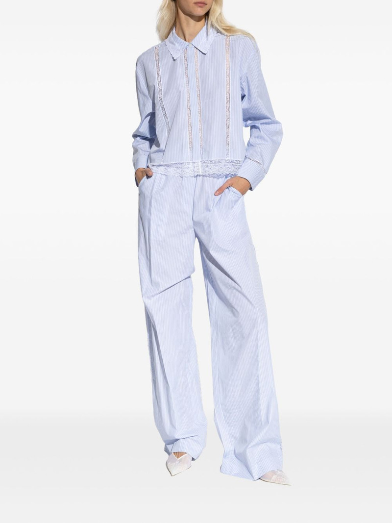 LoveShackFancy striped-pattern lace-trimmed trousers outlook