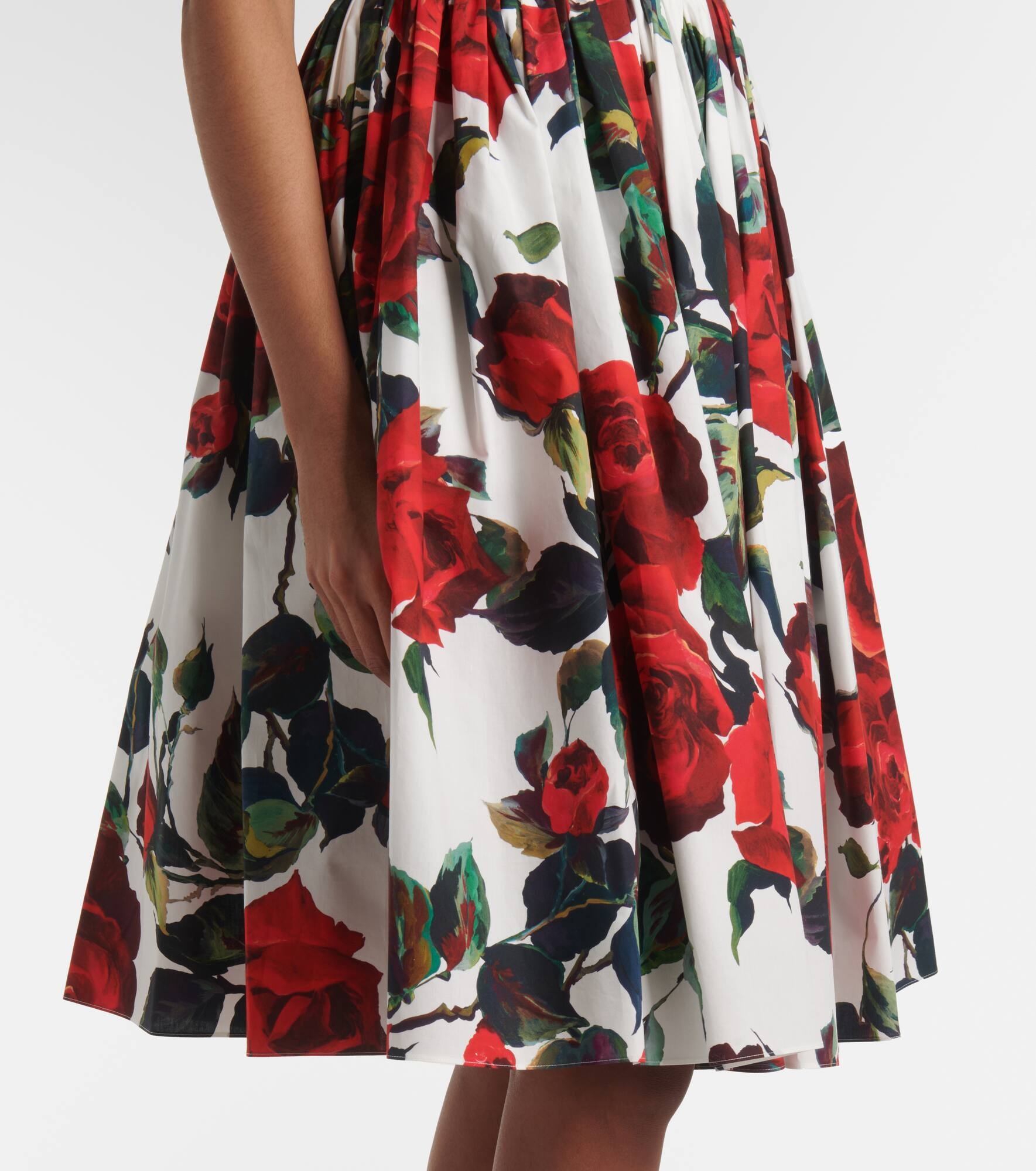Floral cotton poplin midi dress - 5