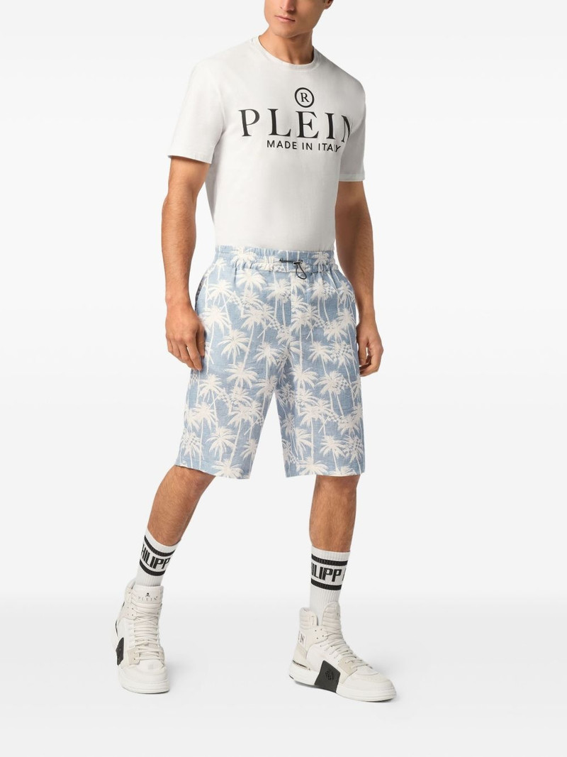 PHILIPP PLEIN Kid Fit Chambray-print shorts outlook