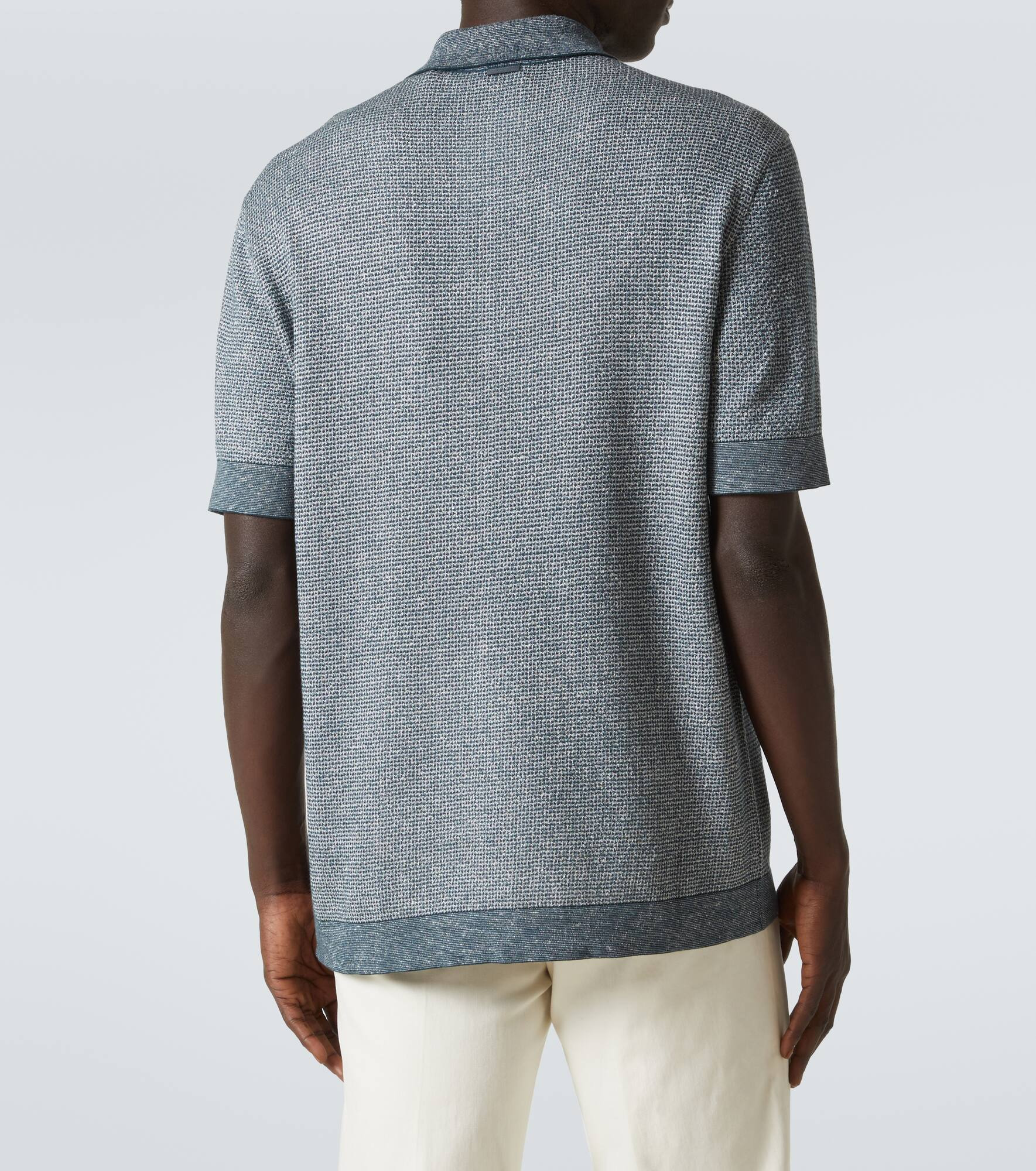Cotton, linen, and silk polo shirt - 4