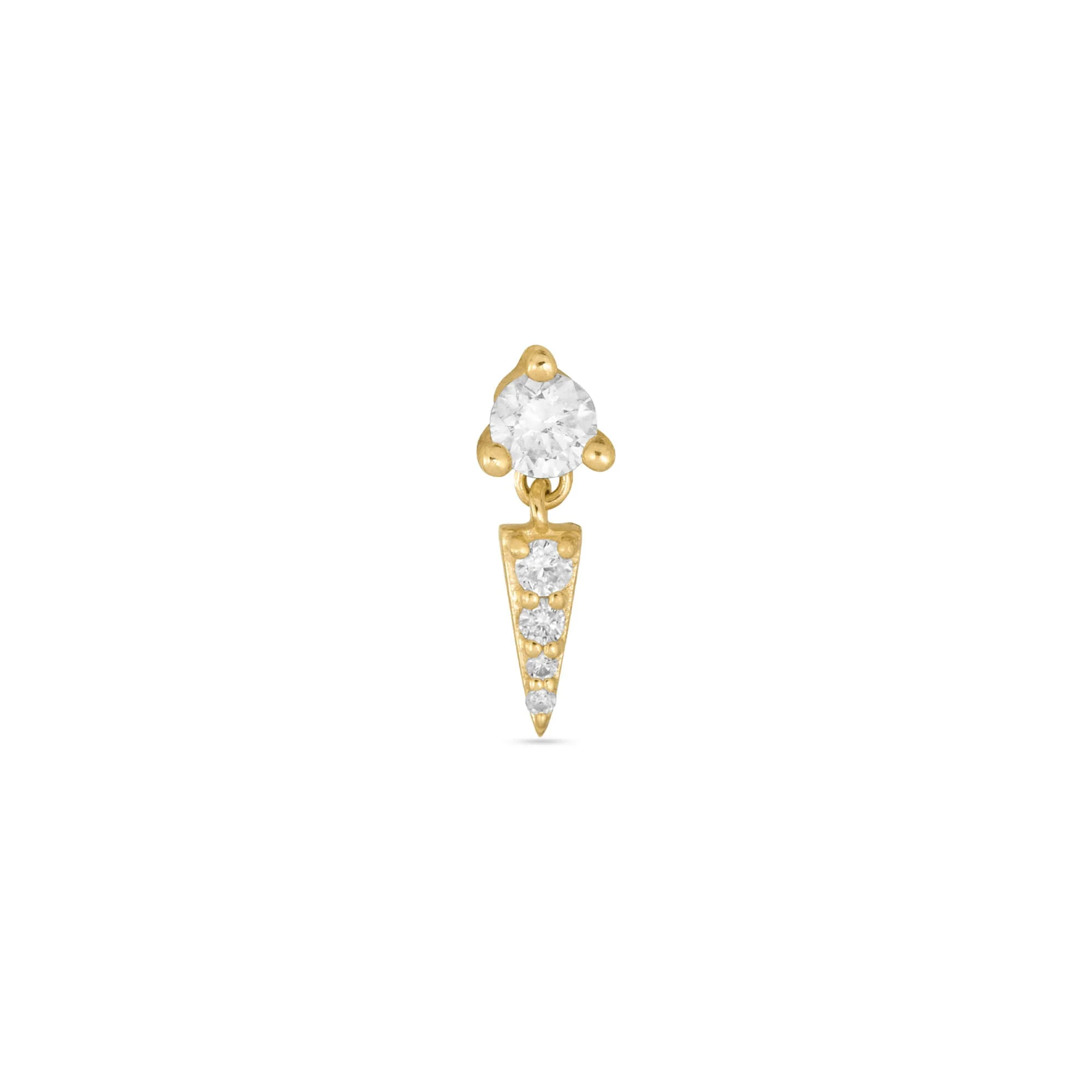 LAB-Created Triangle Point Second Hole Flat Back Piercing Earring - 1