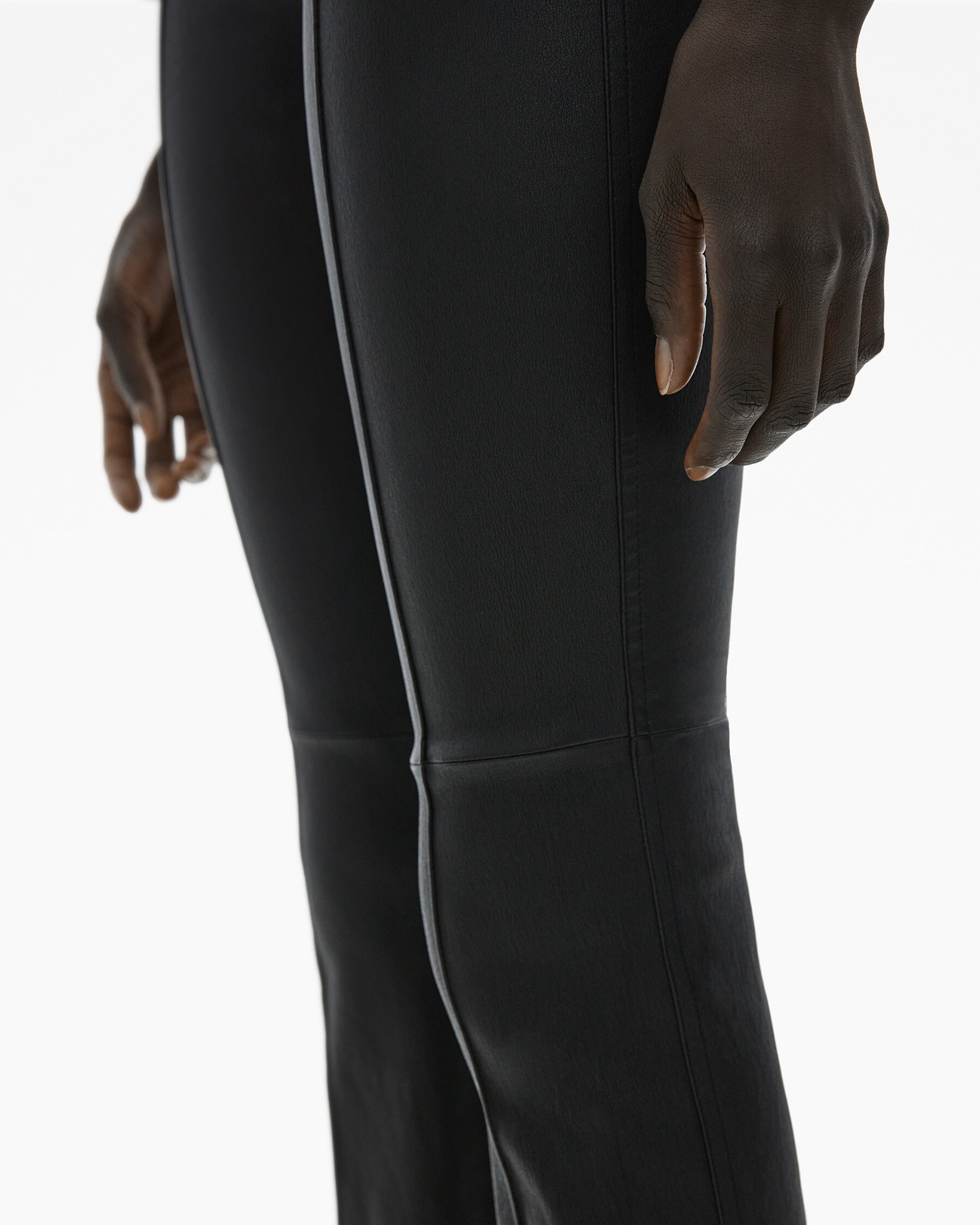 CROPPED FLARE LEATHER PANT - 6
