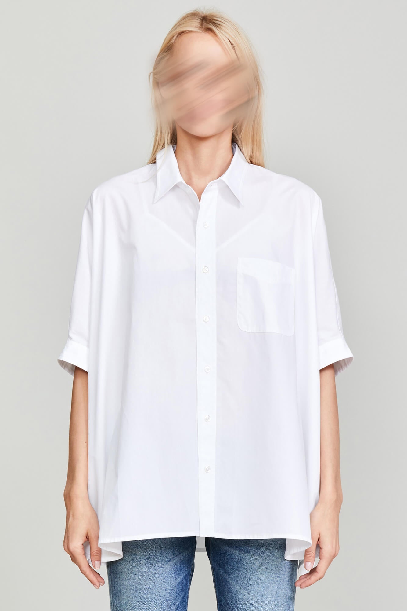 OVERSIZED BOXY BUTTON UP - WHITE - 1