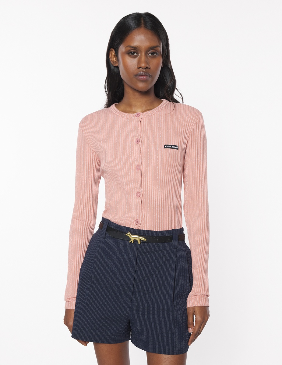 MAISON KITSUNE HANDWRITING LABEL RIBBED CARDIGAN - 3
