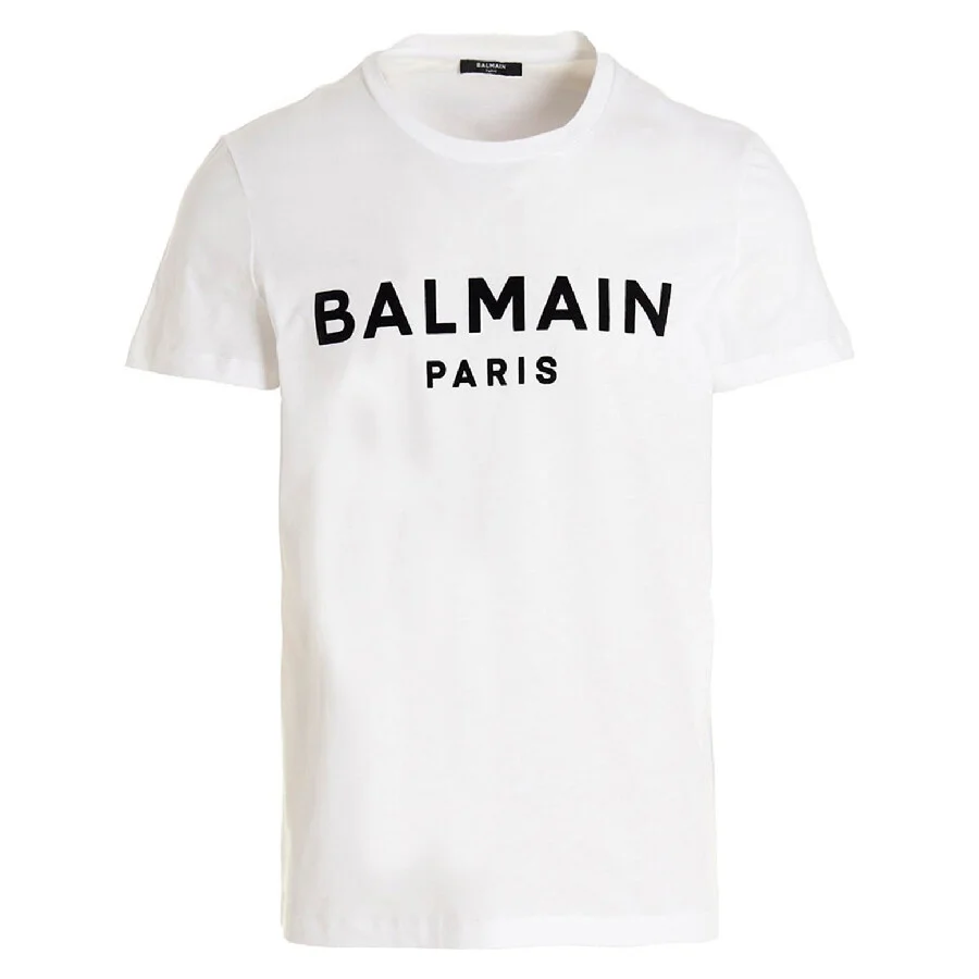 Balmain Flock Logo Print T Shirt - 1