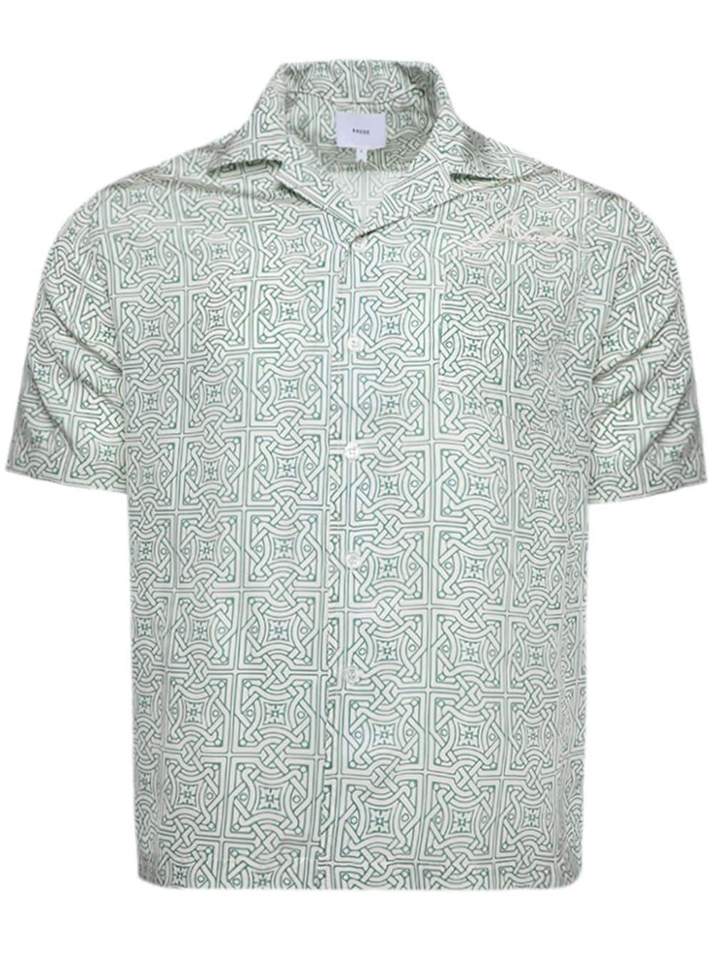 Cravat geometric-print silk shirt - 1