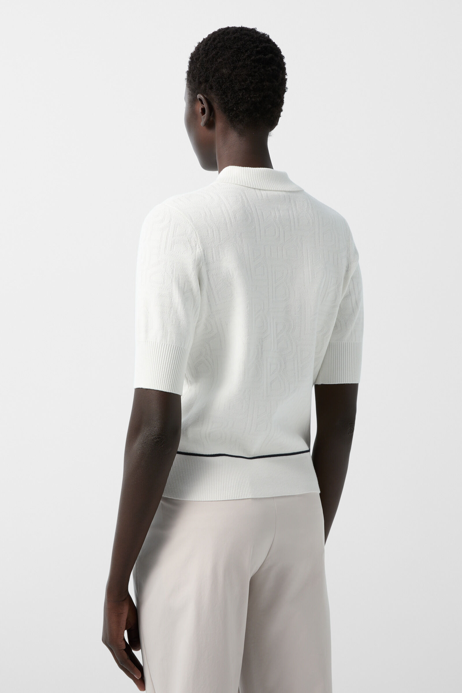 Maia knitted polo shirt in Off-white - 3