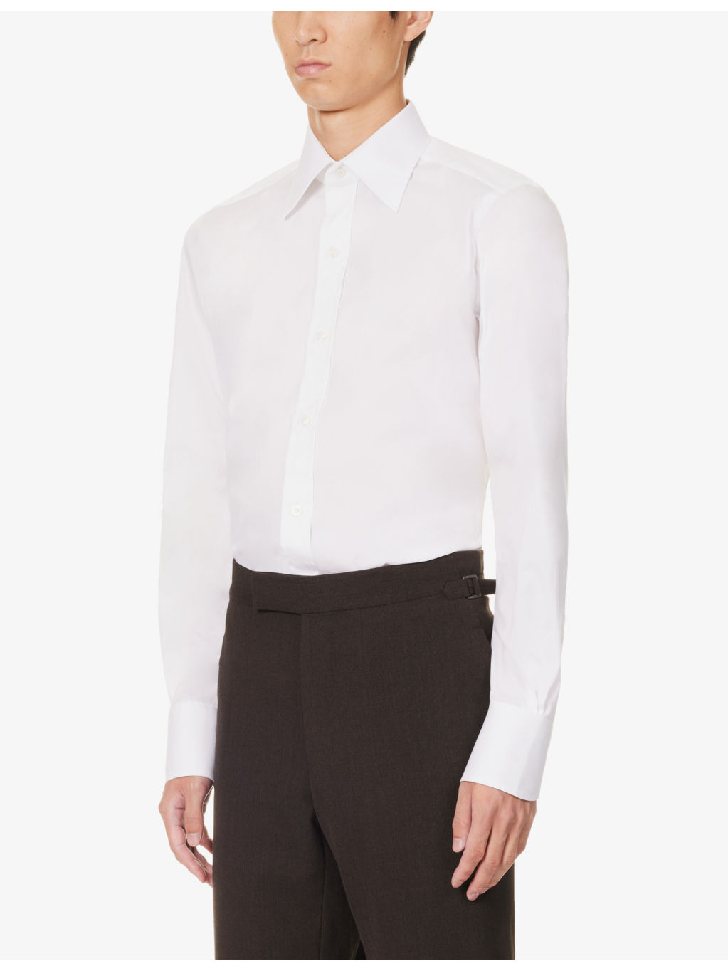 Straight-yoke spread-collar slim-fit cotton-poplin shirt - 3