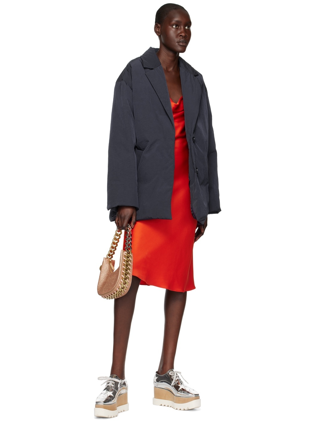 Navy Puffa Coat - 4
