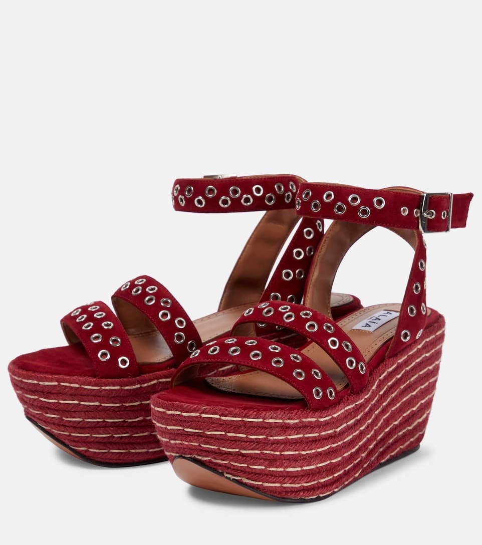 Embellished suede platform sandals - 5