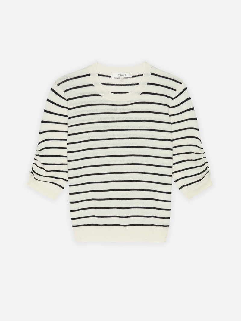 The Gathered Sweater in Cream Multi 1