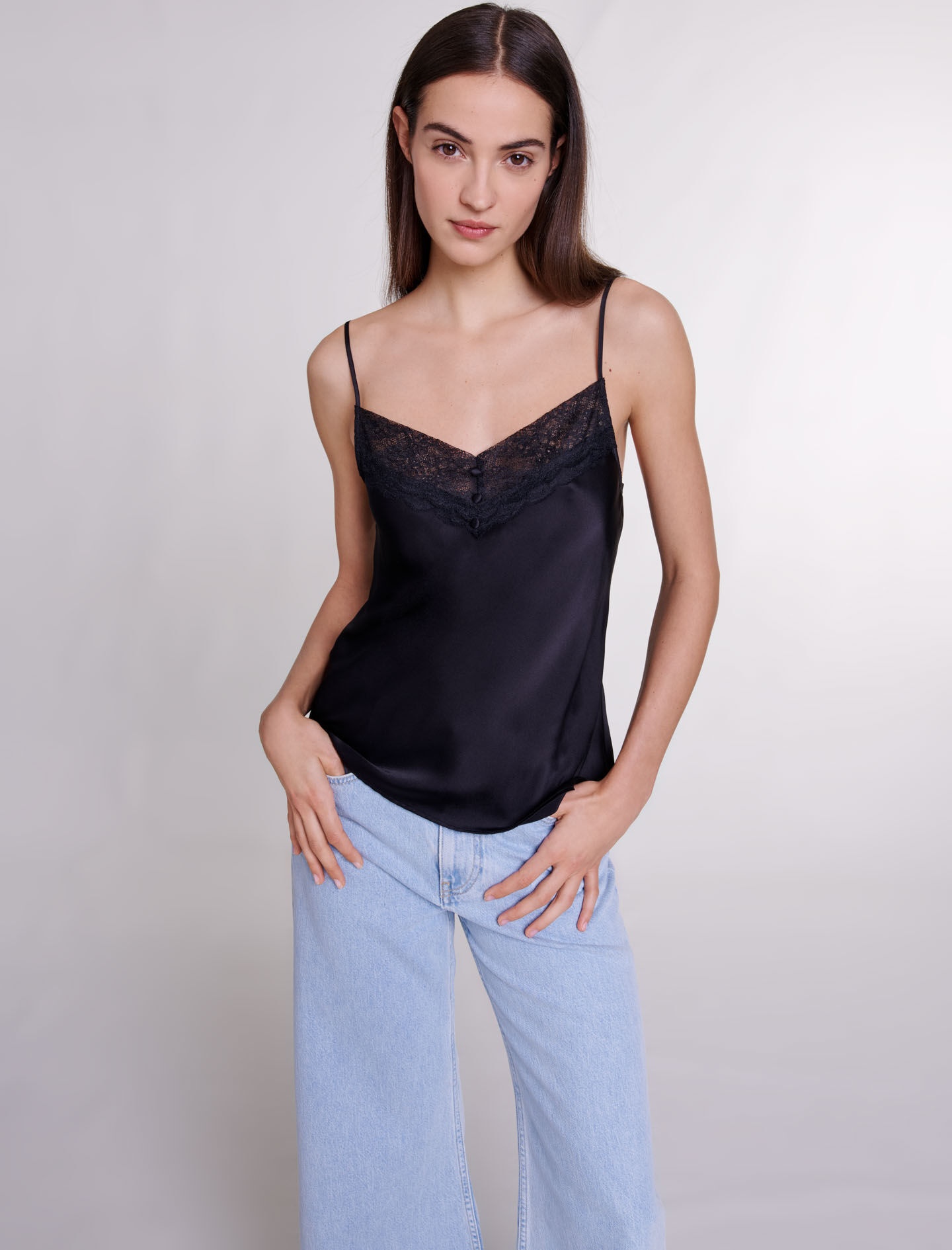 Silk satin and lace top - 5