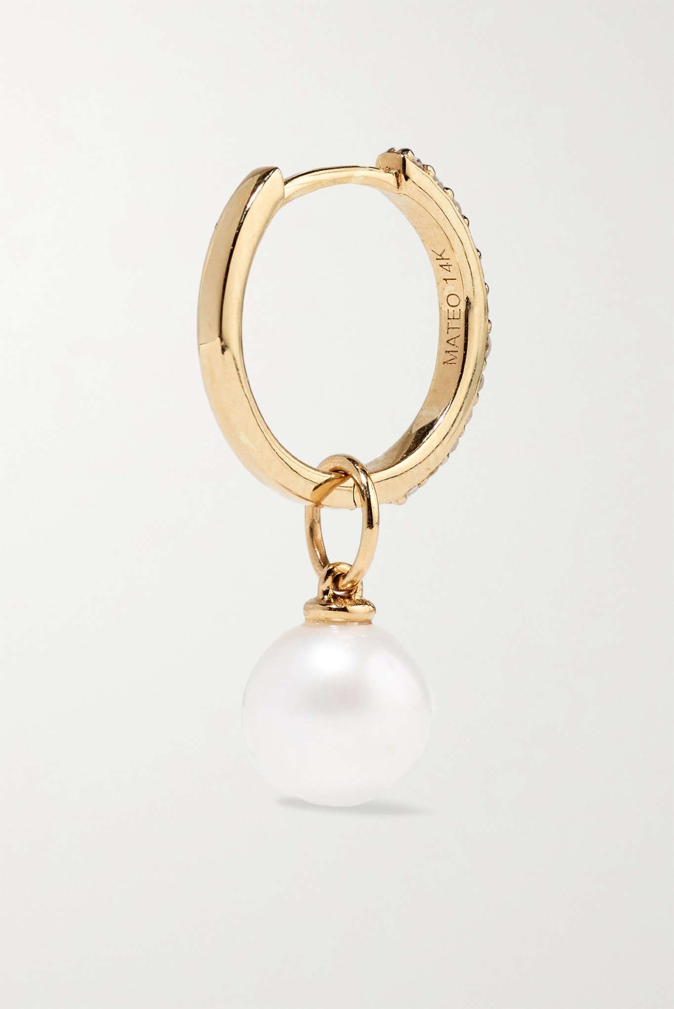 14-karat gold, diamond and pearl hoop earrings - 4
