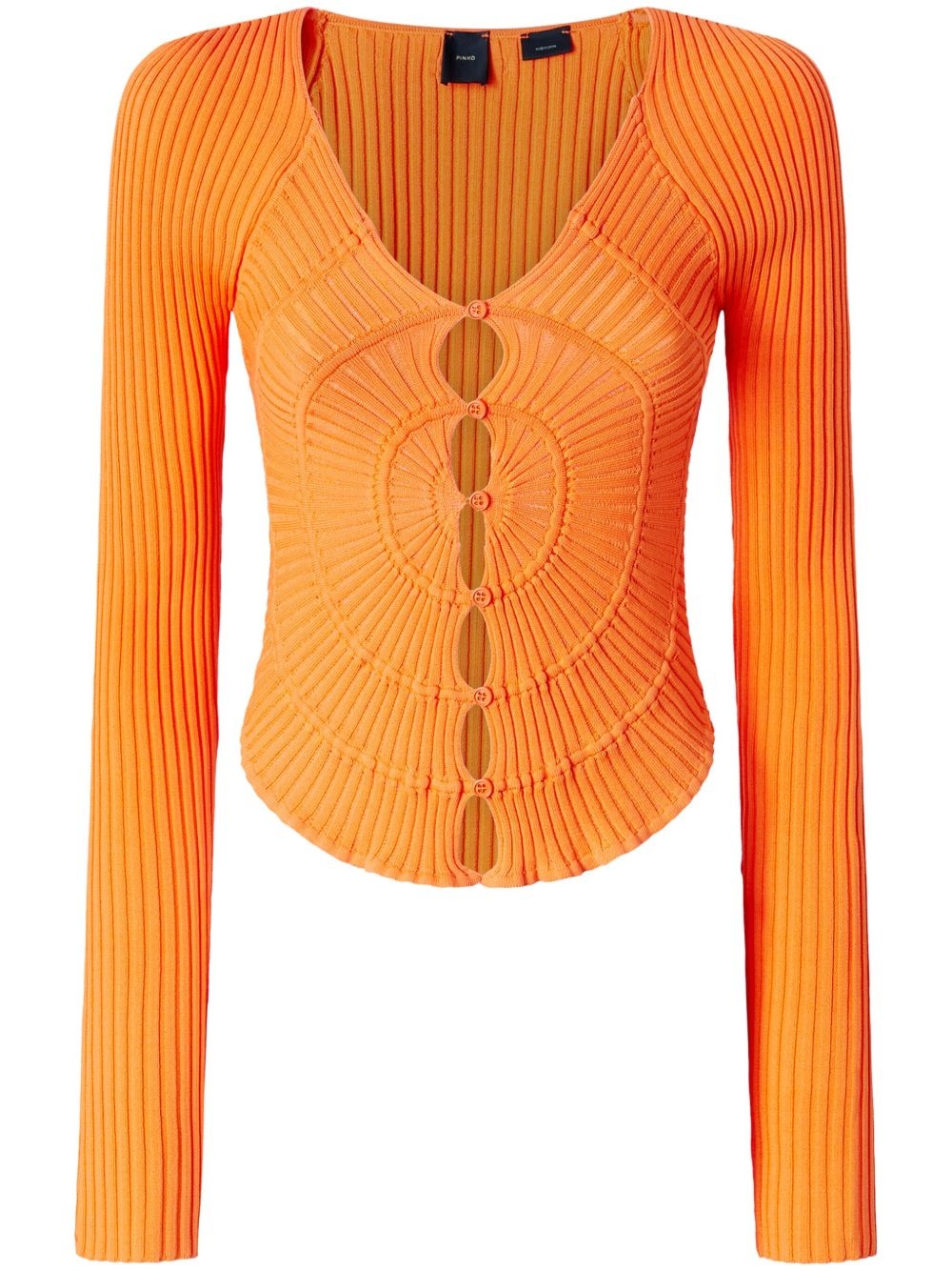 V-neck ribbed cardigan - 1