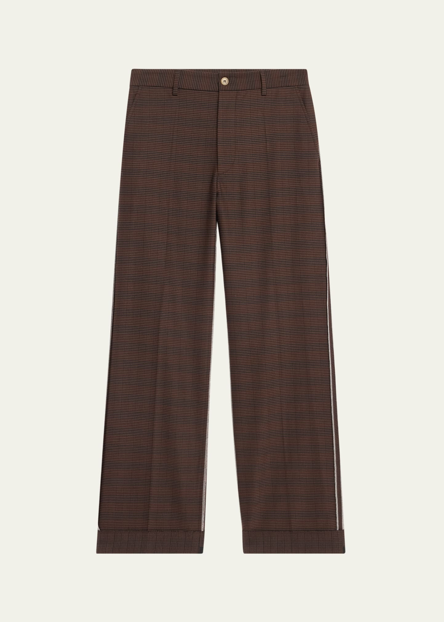 Cuffed Plaid Pants - 1
